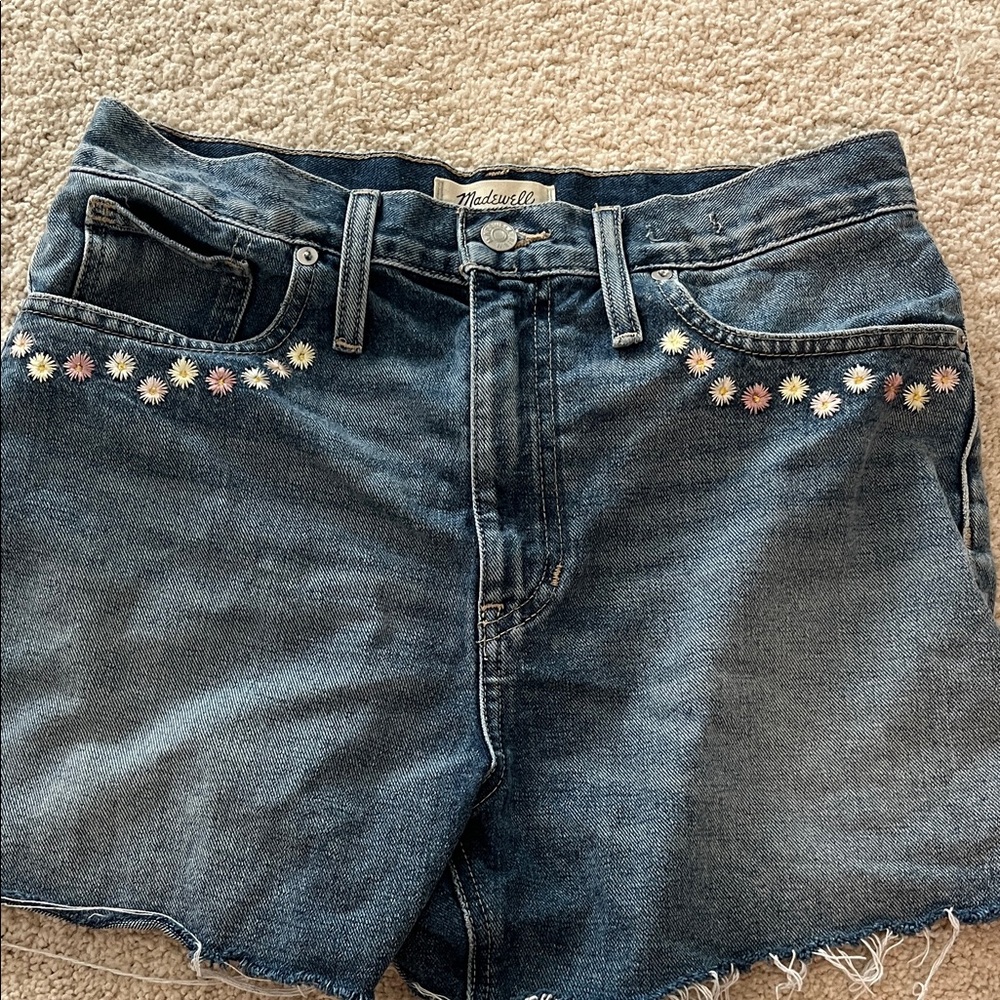 Madewell Floral Embroidered Denim Shorts - Picture 1 of 4